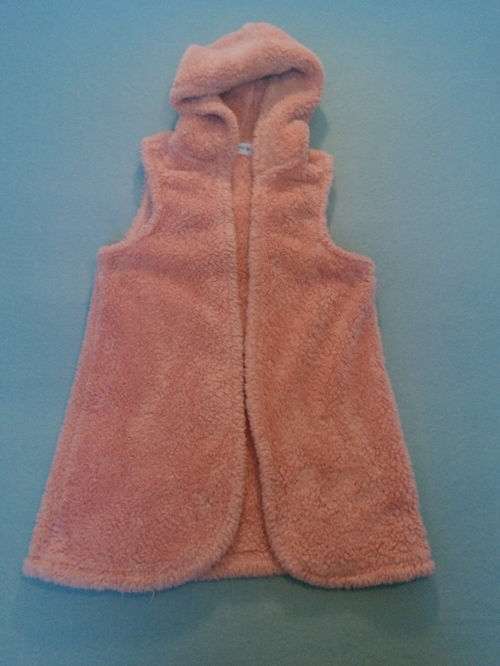 Girls Faux Fur Vest with Hood Sleeveless Size 6